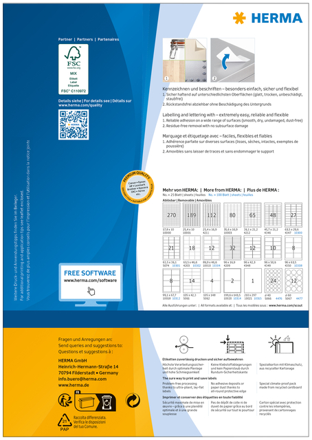 Etiket HERMA 4476 40mm verwijderbaar wit 2400 etiketten