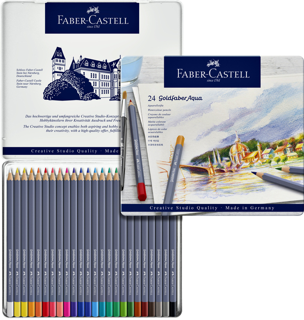 Kleurpotloden Faber-Castell Goldfaber aquarel assorti blik à 24 stuks