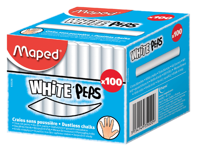 Schoolbordkrijt Maped White'Peps doos á 100 stuks wit