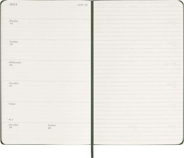 Agenda 2025 Moleskine 12M Planner Weekly 7dagen/1pagina large hc myrtle green