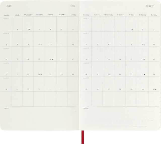 Agenda 2025 Moleskine 12M Planner Weekly 7dagen/1pagina large sc scarlet red