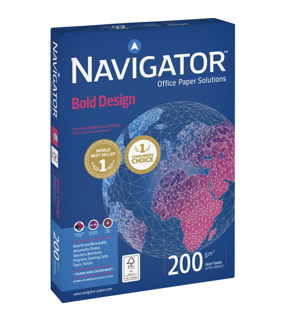 Kopieerpapier Navigator Bold Design A4 200gr wit 150 vel