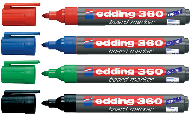 Whiteboardmarker edding 360 rond 1.5-3mm assorti set à 4 stuks