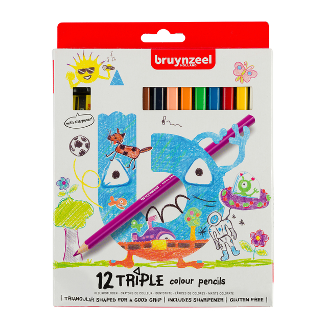 Kleurpotlood Bruynzeel Kids Triple set á 12 stuks assorti