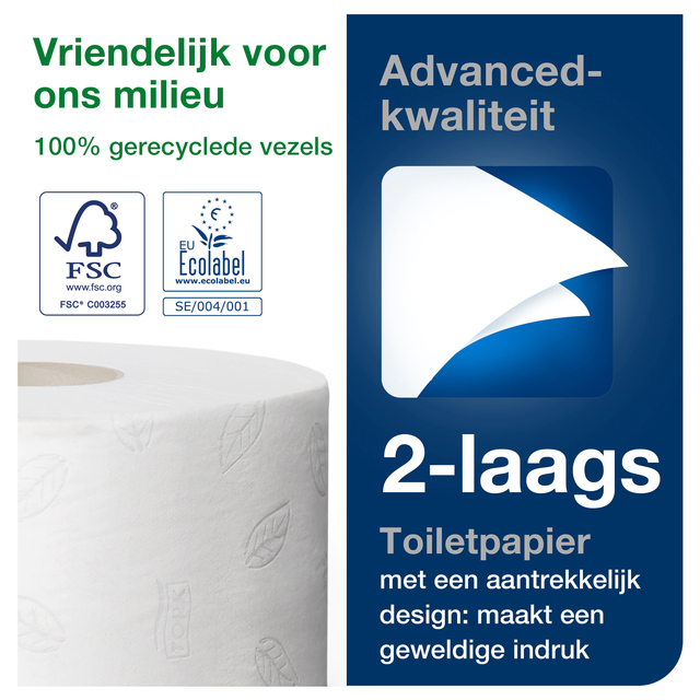 Toiletpapier Tork T2 Advanced jumbo klein 2-laags 170m wit 120280