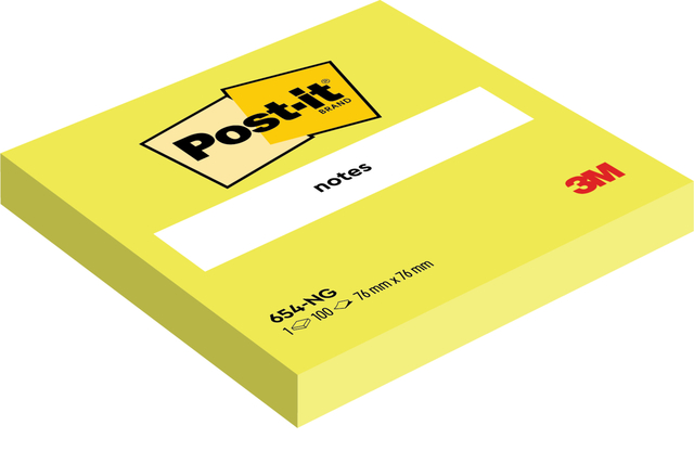 Memoblok Post-it 654 76x76mm neon groen 100 vel