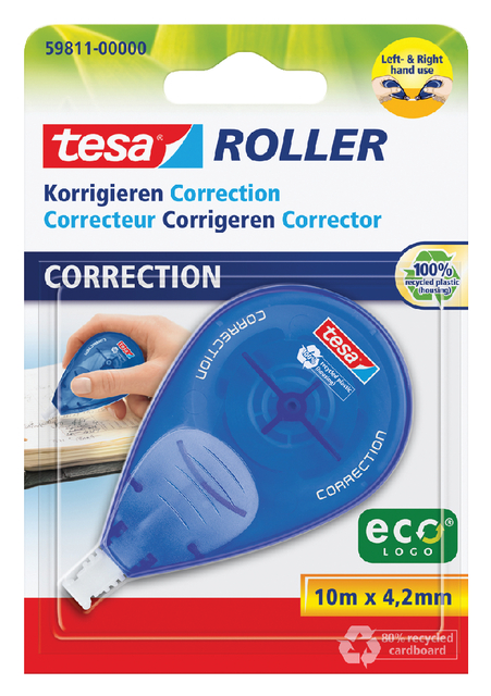 Correctieroller tesa® ecoLogo® rechts & linkshandig 10mx4,2mm blister