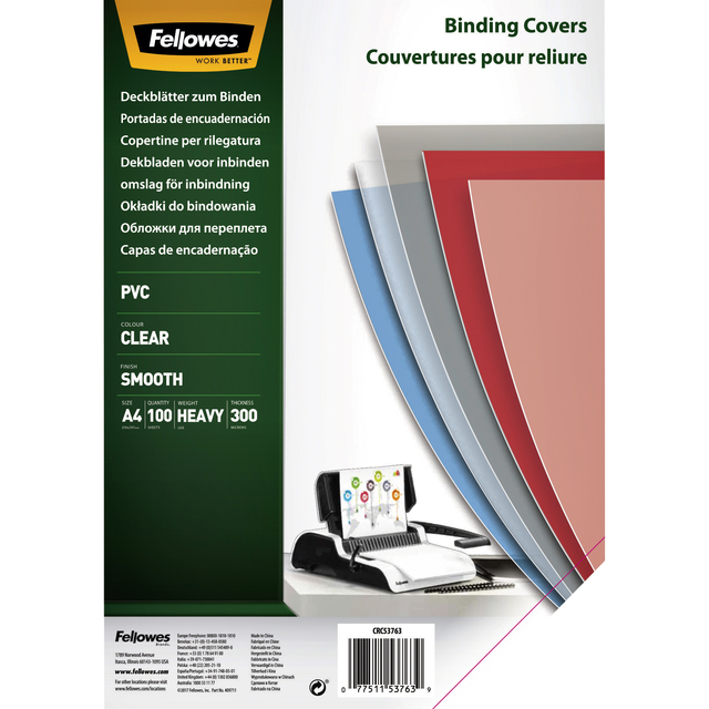 Voorblad Fellowes A4 PVC 300micron 100 stuks