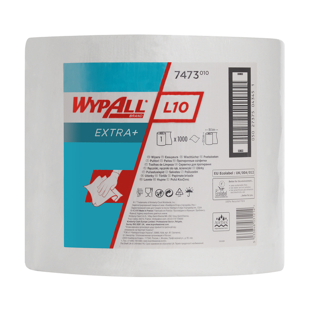 Poetsrol WypAll L10 EXTRA 1-laags 235mmx380m 1000 vel wit 7473