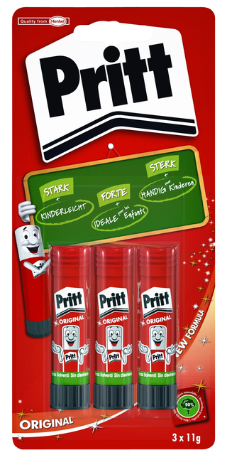 Lijmstift Pritt Stick Original 11gr blister à 3 stuks