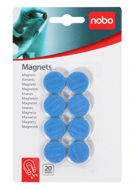 Magneet Nobo 20mm 120gr blauw 8 stuks