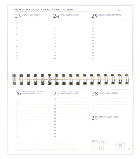 Agendavulling 2025 Ryam Memoplan 7 Compact 7 dagen/2pagina's landscape creme