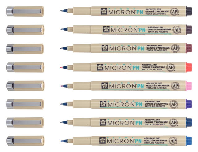 Fineliner Sakura pigma micron 0.4mm blister à 8 stuks assorti