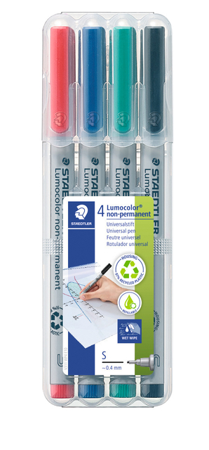 Viltstift Staedtler Lumocolor 311 non permanent S set à 4 assorti