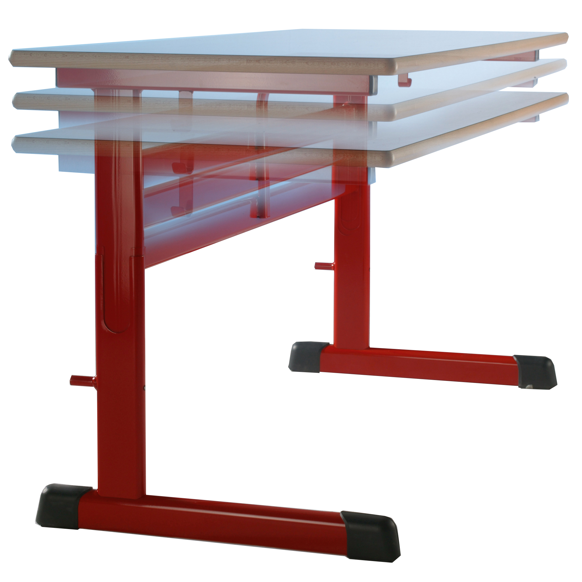 2-zits studententafel, model TH, in hoogte verstelbaar, melamine werkblad met ABS rand, afgeronde hoeken