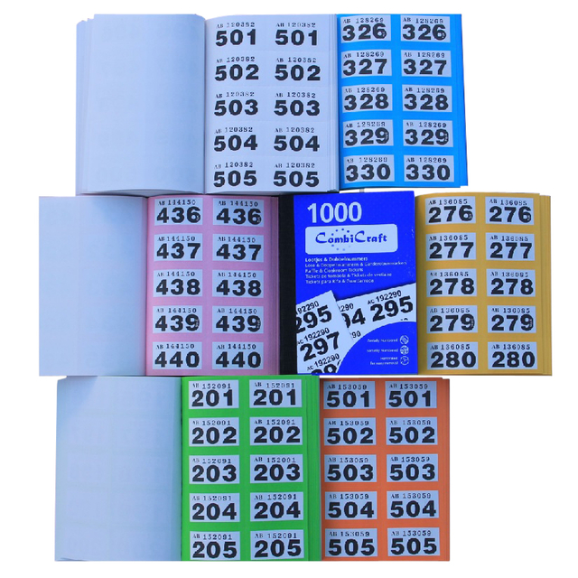 Nummerblok 1-1000 assorti 6 stuks