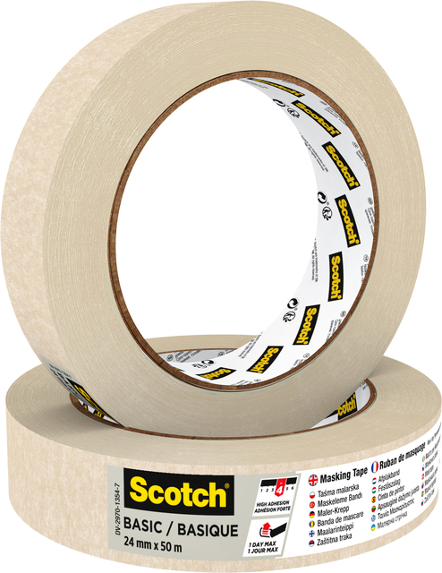 Afplaktape Scotch Basic 24mmx50m beige