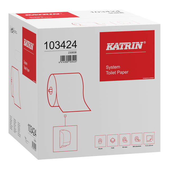 Toiletpapier Katrin systeemrol 2-laags 92m wit 103424