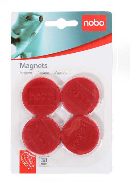 Magneet Nobo 38mm 800gr rood 4 stuks