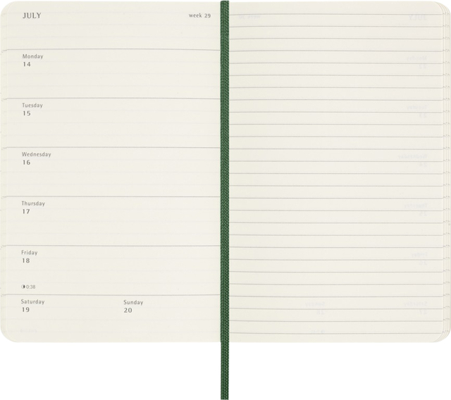 Agenda 2025 Moleskine 12M Planner Weekly 7dagen/1pagina pocket sc myrtle green