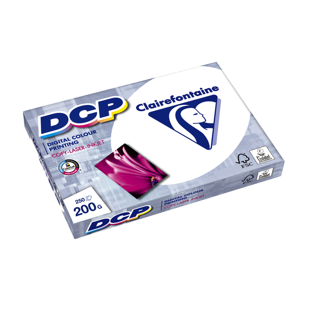 Laserpapier Clairefontaine DCP A4 200gr wit 250 vel