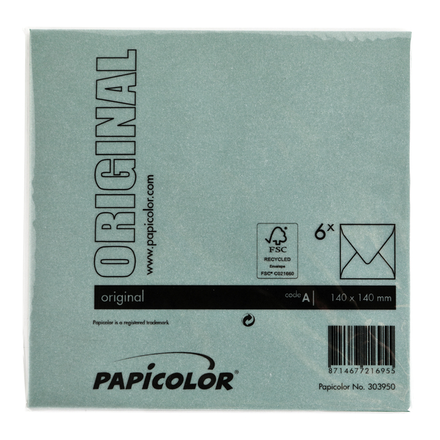 Envelop Papicolor 140x140mm dennengroen pak à 6 stuks