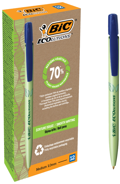 Balpen Bic Ecolutions media clic bio-based medium blauw