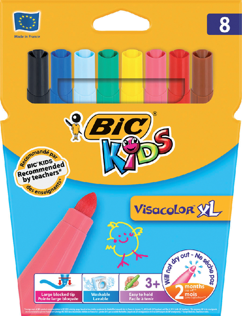 Kleurstiften BicKids Visacolor XL assorti blister à 8 stuks