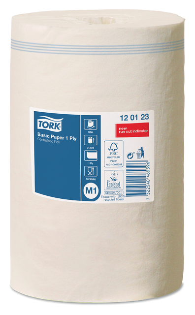 Poetspapier Tork M1 Basic Universal 1-laags 120m wit 120123