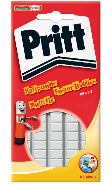 Poster Buddies Pritt dubbelzijdige kleefpads voor oa posters blister à 65 stuks