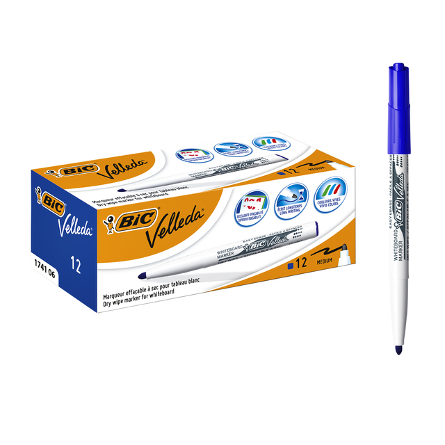 Whiteboardmarker Bic Velleda 1741 rond medium blauw