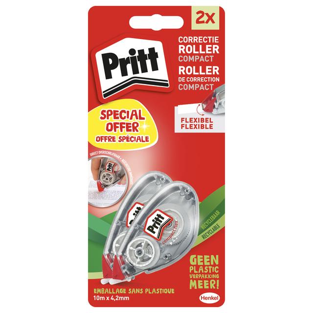 Correctieroller Pritt Compact Flex 4.2mmx10m blister à 2 stuks