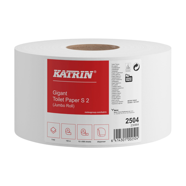 Toiletpapier Katrin Gigant S jumbo klein 2-laags 150m wit 2504