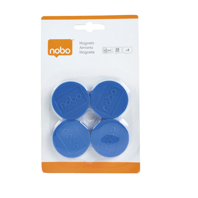 Magneet Nobo 38mm 800gr blauw 4 stuks