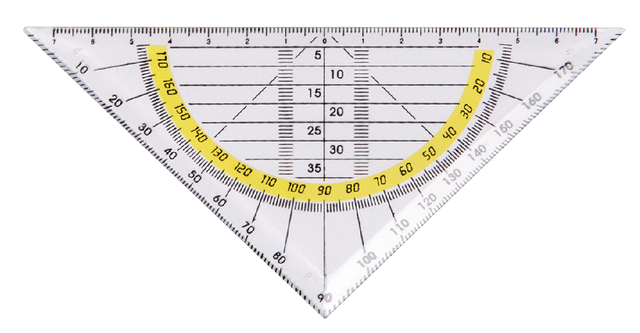 Geodriehoek Quantore 140mm transparant