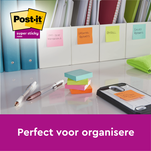 Memoblok Post-it 654 Super Sticky 76x76mm Soulful 6 stuks