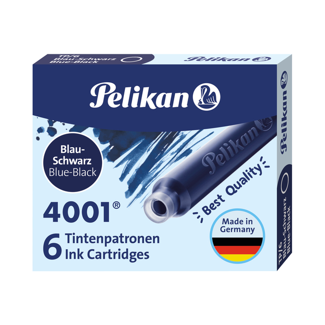 Inktpatroon Pelikan 4001 blauw/zwart 6 stuks