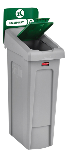 Deksel Rubbermaid Slim Jim Recyclestation gesloten groen