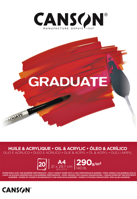 Olie Acrylblok Canson Graduate A4 290gr 20vel