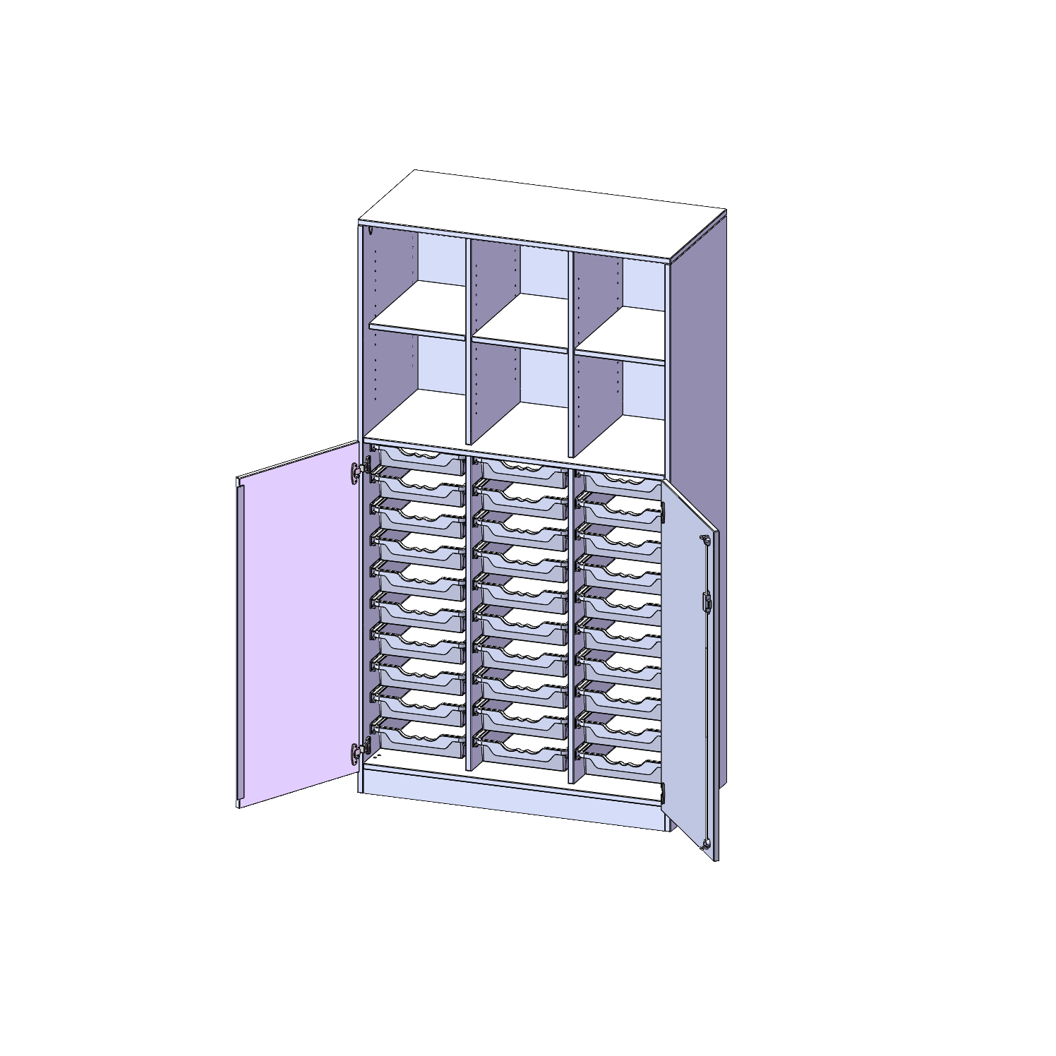 ErgoTray combikast, drie rijen, 5 ordnerhoogtes - evo180 serie