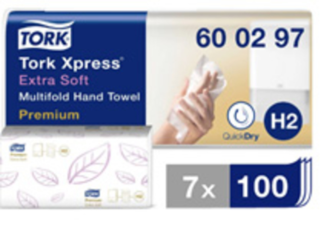 Handdoek Tork H2 Xpress Premium multifold 2-laags 212x340mm 7x100 vel wit 600297