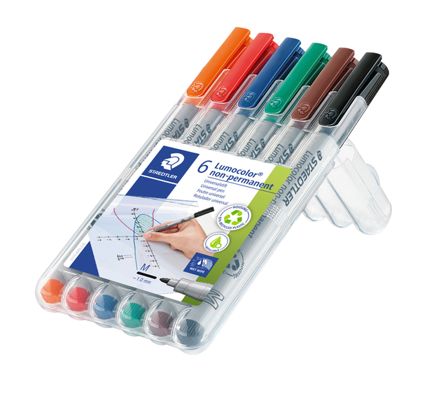 Viltstift Staedtler Lumocolor 315 non permanent M set à 6 stuks assorti