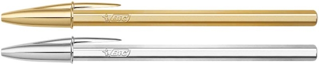 Balpen BIC Cristal medium goud en zilver