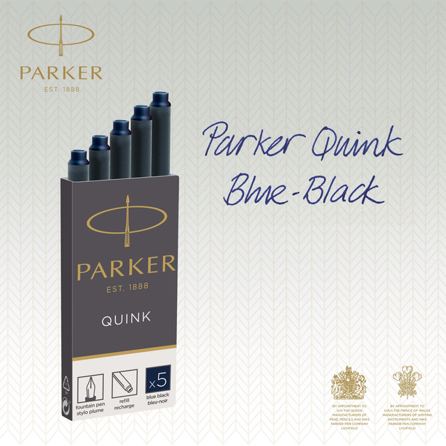 Inktpatroon Parker Quink blauwzwart blister à 5 stuks