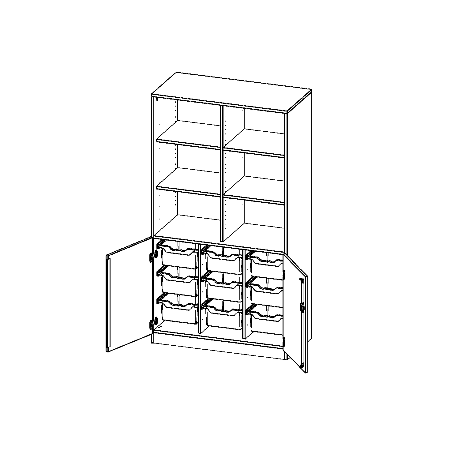 ErgoTray combikast, drie rijen, 5 ordnerhoogtes - evo180 serie