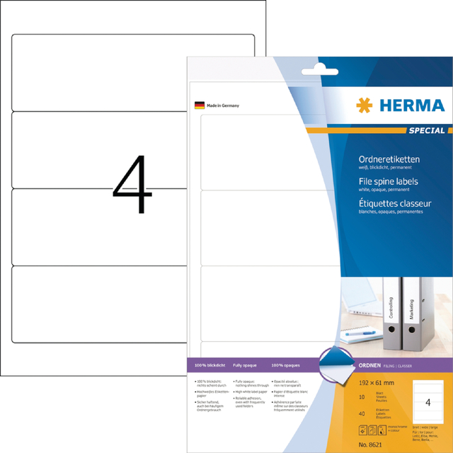 Rugetiket HERMA 5090 smal 38x192mm zelfklevend wit