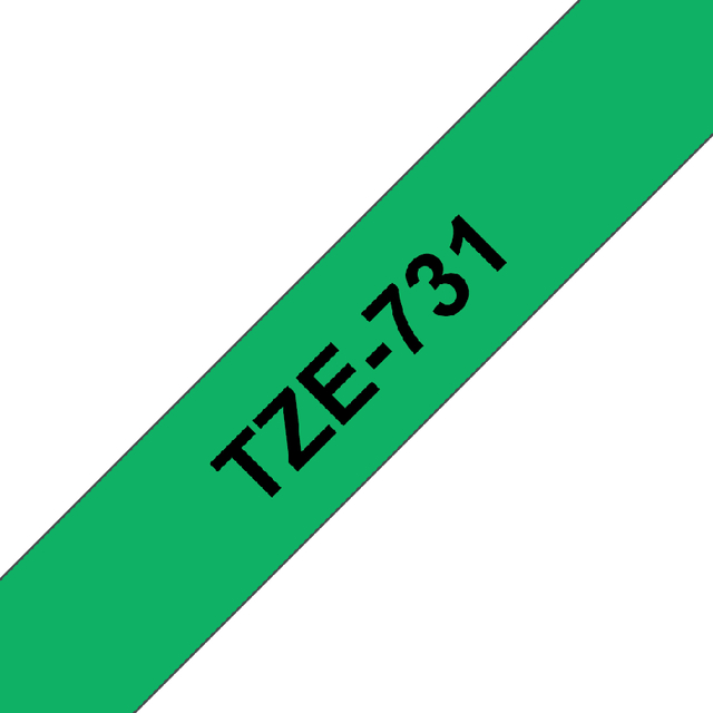 Labeltape Brother P-touch TZe-731 standaard 12mm zwart op groen