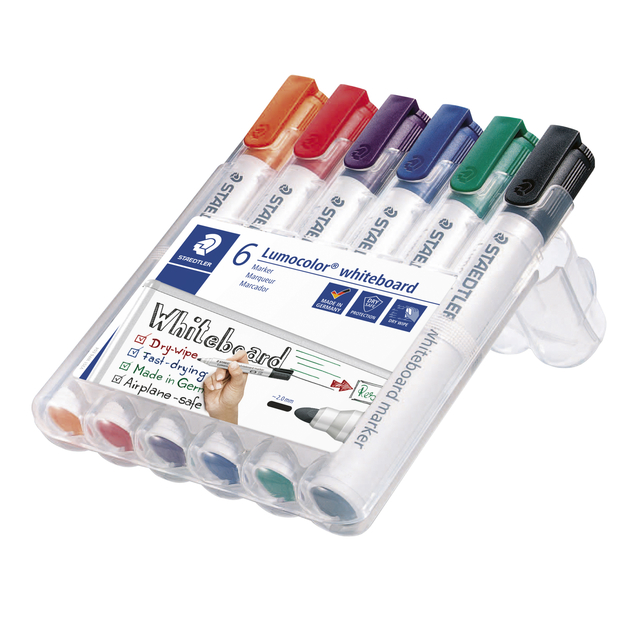 Whiteboardmarker Staedtler Lumocolor 351 set à 6 stuks standaard assorti