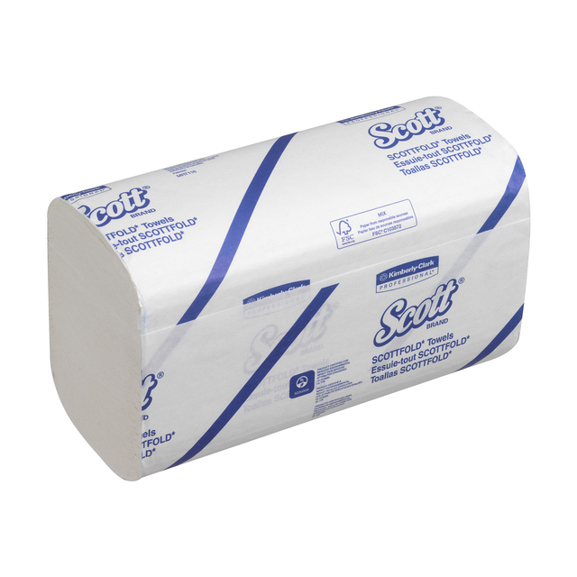 Handdoek Scott i-vouw 1-laags 200x315mm 25x175stuks wit 6633