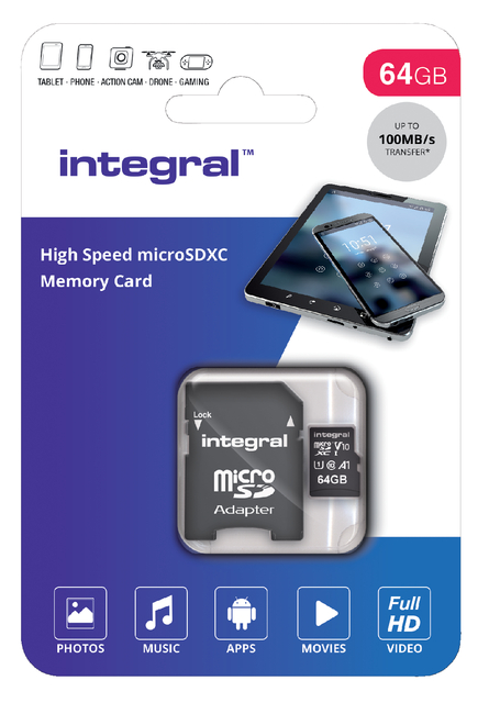 Geheugenkaart Integral microSDXC V10 64GB